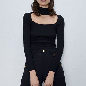 ZARA cut out ribbed long sleeve top. NWT